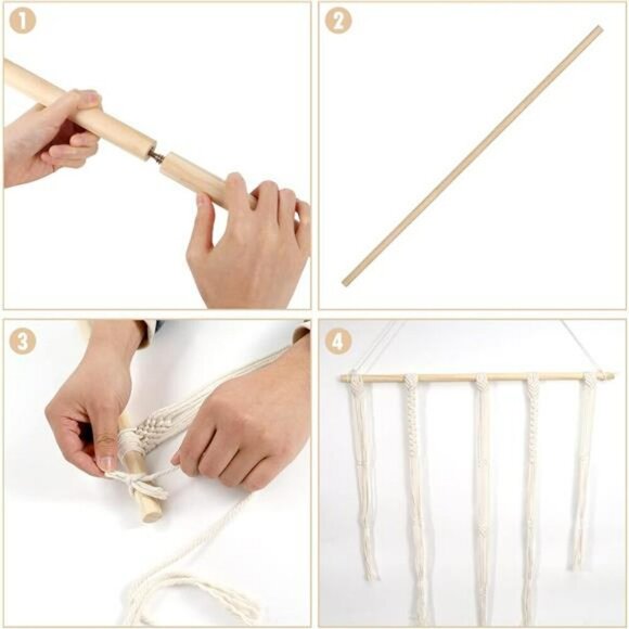 Macrame hat holder wall hanging organizer rack for wide brim boho hats - Picture 4 of 8